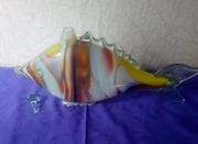 Графин в виде рыбы,  цветное стекло,  винтаж СССР